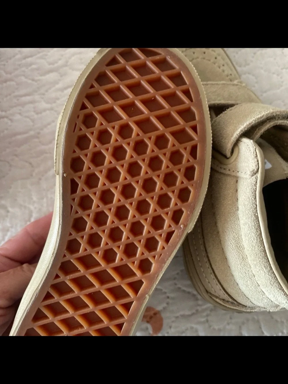 Vans Kids High-Top Velcro Sneakers in Beige